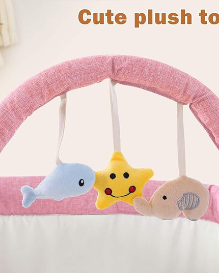 4 in 1 Baby Bassinet, Rocking Bassinets Bedside Sleeper with Comfy Mattress and Wheels, Height Adjustable Easy Folding Portable Bedside Crib for Newborn Infant,Pink - LeafyLoom