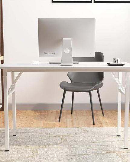 Need Office Computer Desk - 47.2L Sturdy and Heavy Duty Folding Laptop Table,Writing Table/Home Office Desk/Sewing Table,No Assembly Required,White AC5DW(120 * 60) - LeafyLoom