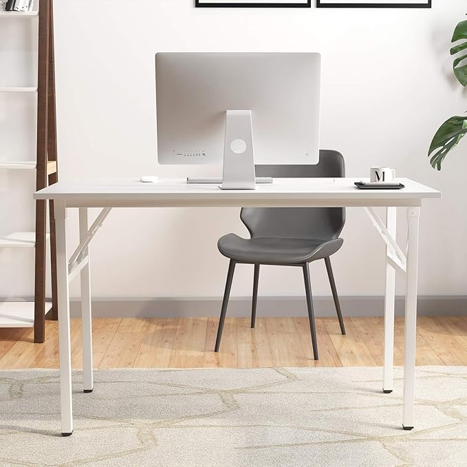 Need Office Computer Desk - 47.2L Sturdy and Heavy Duty Folding Laptop Table,Writing Table/Home Office Desk/Sewing Table,No Assembly Required,White AC5DW(120 * 60) - LeafyLoom