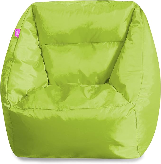 Posh Creations Structured Comfy Seat for Playrooms and Bedrooms, Large Bean Bag Chair, Coronado Chair, Lime - LeafyLoom