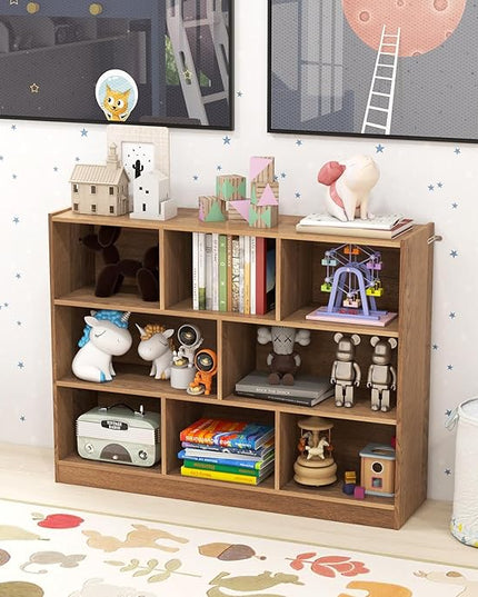 Giantex Wood 8 Cube Bookcase, Open Freestanding 3-Tier Bookshelf, Multipurpose Display Shelf for Living Room, Bedroom, Children's Playroom, Reading Room - LeafyLoom