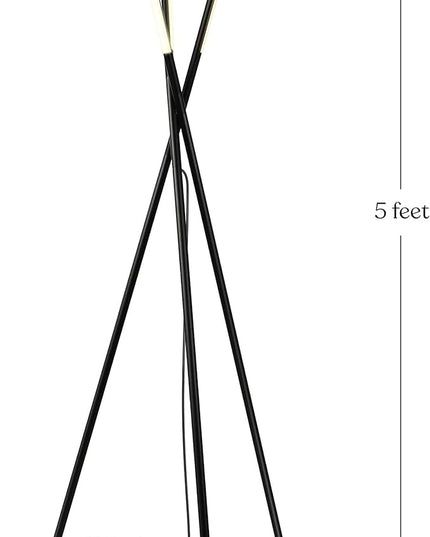 Brightech Stix Floor Lamp, Tall Tree Lamp for Offices, LED Tripod Lamp for Living Rooms, Great Living Room Décor, Dimmable Standing Lamp with 3 Lights for Bedroom Reading - Black - LeafyLoom