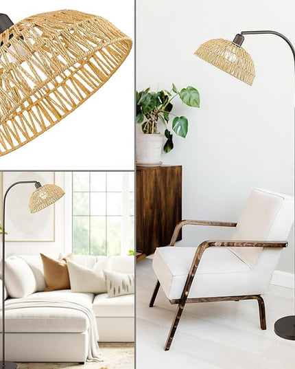 Farmhouse Floor Lamps with Remote Control for Living Room, Dimmable Tall Lamp with 9W LED Bulb,Arch Tall Standing Lamp, Mid Century Arched Reading Lamp for Bedroom,Office (Oil Rubbed Bronze) - LeafyLoom