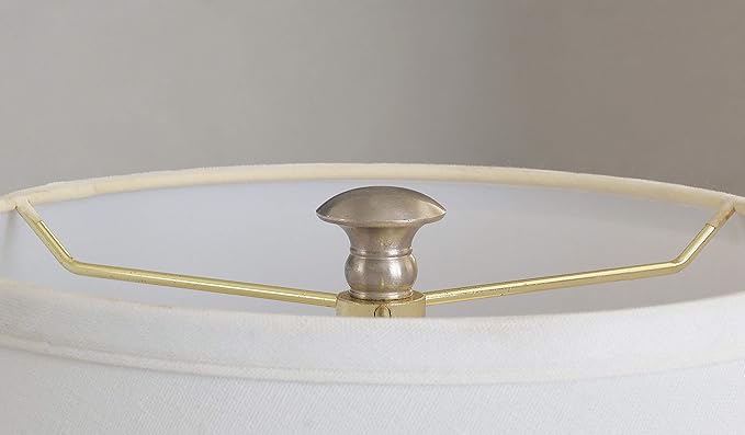 Kenroy Home 30437BS-OOR Spyglass Double Outlet Table Lamp with Brushed Steel Finish, Classic Style, 30.5" Height, 17" Width, 17" Depth - LeafyLoom