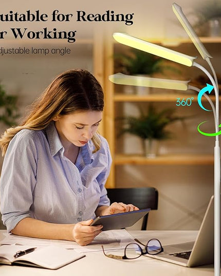 LED Floor Lamp, 18W Super Bright Floor Lamp for Living Room, Adjustable Stepless Colors & Brightness Gooseneck Standing Lamp, Eye Caring Reading Light with Remote& Touch Control for Bedroom Office - LeafyLoom