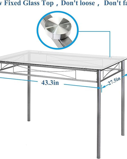 VECELO Kitchen Dining Room Table and Chairs 4, 5-Piece Dinette Sets, Space Saving (Silver), 43.3" - LeafyLoom