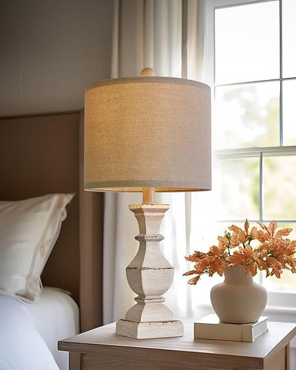 PoKat 20.5" Retro Table Lamps Set of 2 Nightstand Lamp for Bedroom Vintage Rustic Table Lamps for Living Room Traditional Nightstand Bedside Lamps, Suitable for Small Place - LeafyLoom