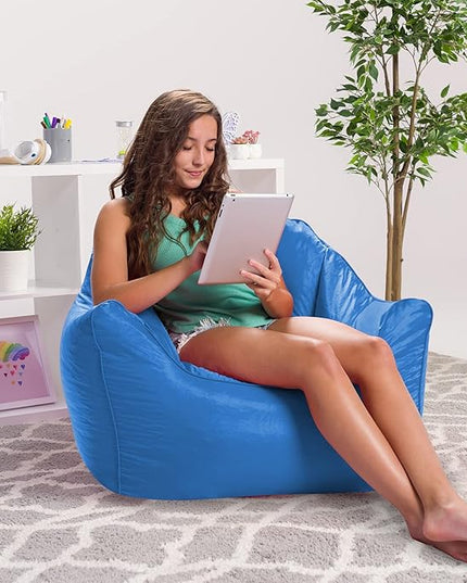 Posh Creations Structured Comfy Seat for Playrooms and Bedrooms, Large Bean Bag Chair, Malibu Lounge, Royal Blue - LeafyLoom