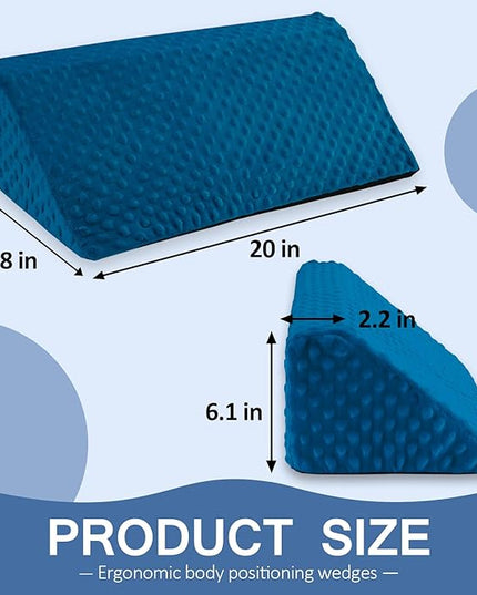 Wedge Pillow for Side Sleeping, Body Positioning Foam Wedge Pillow, Side Wedge Pillow for Sleeping Non-Slip Back Positioning Pillow for Bed Sore Wedge (Blue) - LeafyLoom