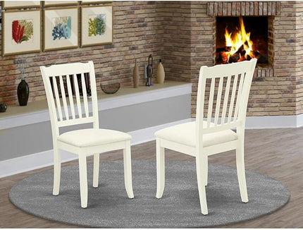East West Furniture DAC-LWH-C Danbury Dining Room Chairs - Linen Fabric Upholstered Wooden Chairs, Set of 2, Linen White - LeafyLoom