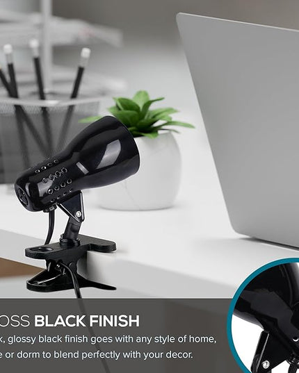 Catalina Lighting 24290-000 Adjustable LED Mini Clip Reading Lamp, Multipurpose Clip Lamp for Office, Dorm, or Bedroom, Smart Home Compatible, LED Bulb Included, 5", Black - LeafyLoom
