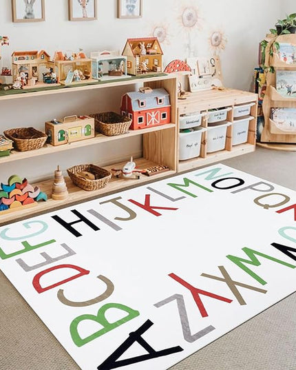 Topotdor Rainbow Kids Play Rug Alphabet Nursery Area Rug Extra Large Soft Crawling Play Mat for Children Toddlers Bedroom (47x70 inch,Multi Color) - LeafyLoom