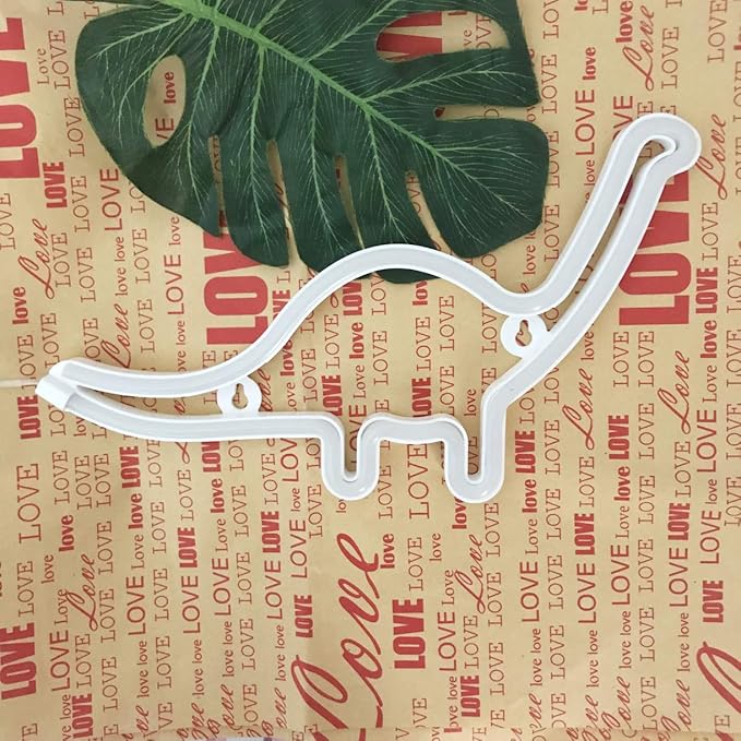 QiaoFei Dino Neon Light Sign, Dinosaur Decor Lamp Wall Art Sign for Kids Gift Battery or USB Operated Table LED Night Lights for Girls Bedroom,Living Room,Christmas,Party,Home Accessories - LeafyLoom