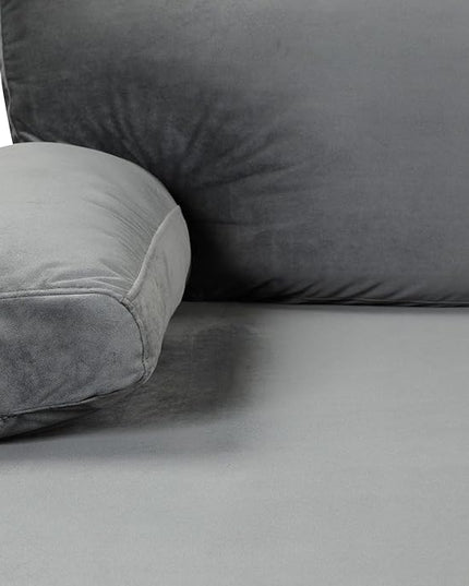 Modern Large Velvet Fabric U-Shape Sectional Sofa, Double Extra Wide Chaise Lounge Couch, Grey - LeafyLoom