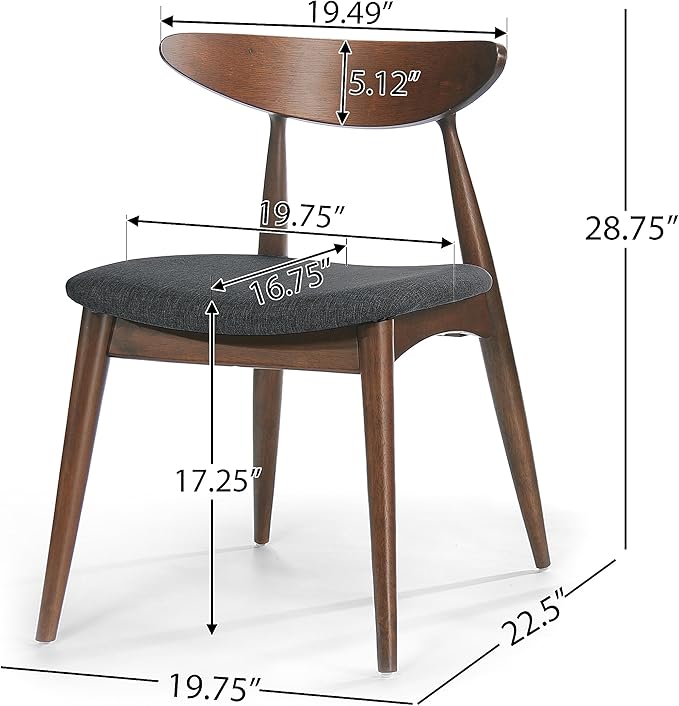Christopher Knight Home Barron Fabric Dining Chairs, 2-Pcs Set, Charcoal - LeafyLoom