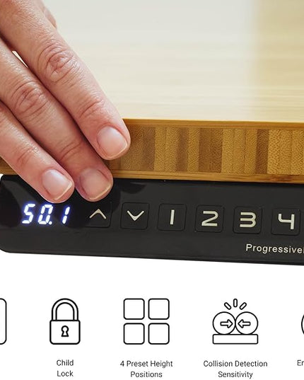 Standing Desk Bamboo top 72×30 - Adjustable Height Large Stand Up - Motorized Ergonomic Raised - Computer Desk for Home and Office - LeafyLoom