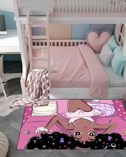 Girls Room Rug Black Girl Magic Rug for Girls Room African American Girls Rugs Bedroom Decor Pink Room Decor for Teen Girls Living Room Soft Floor Rugs, 2'×3' - LeafyLoom