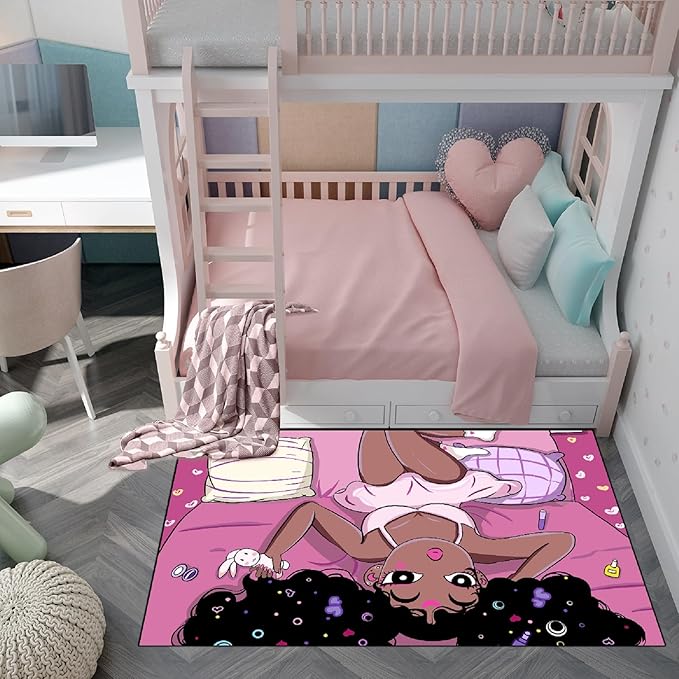 Girls Room Rug Black Girl Magic Rug for Girls Room African American Girls Rugs Bedroom Decor Pink Room Decor for Teen Girls Living Room Soft Floor Rugs, 2'×3' - LeafyLoom