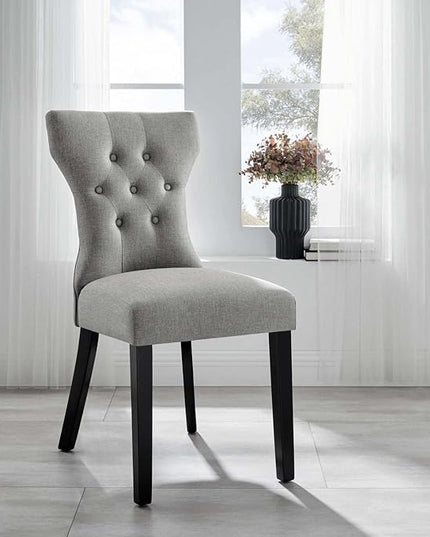 Modway Silhouette Modern Tufted Upholstered Fabric Parsons Kitchen Room, One Dining Chair, Light Gray - LeafyLoom