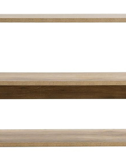 Household Essentials 3 Tier Wide Bookshelf, Coastal Oak Finish - LeafyLoom