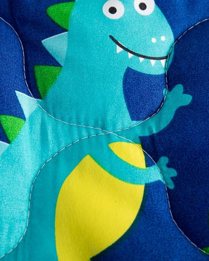 Wajade 7 Piece Kid Boys Dinosaur Comforter Set Twin Size 3D Blue Dinosaur Wild Park Jungle Print Bedding Set with Comforter, Sheet Set, Pillowcase and Sham - LeafyLoom