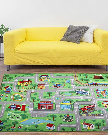Kids Carpet Playmat Rug,6.6x5.0 ft Extra Large City Life Carpet Learning Exercise Mat Educational Car Rug Play Game Rug for Baby Toddler Boy Bedroom Playroom - LeafyLoom