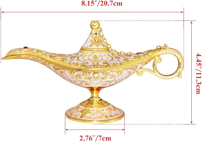 Vintage Legend Aladdin Lamp Magic Genie Wishing Light,Collectable Rare Classic Arabian Costume Props Lamp Tabletop Decor Crafts for Home/Wedding Decoration&Gift for Party/Halloween/Birthday - LeafyLoom