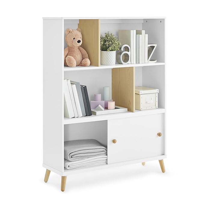 Delta Children Essex Bookcase - Greenguard Gold Certified, Bianca White/Natural - LeafyLoom