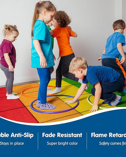Booooom Jackson Classroom Rug Colorful Seating Classroom Carpet Elementary, Preshool Rug for School, Colorful Class Rug Classroom Area Rug Educational Rug (7'7" x 13', P008-ColorPalette-Plus) - LeafyLoom