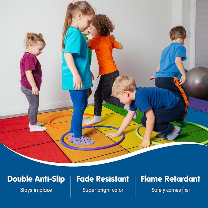 Booooom Jackson Classroom Rug Colorful Seating Classroom Carpet Elementary, Preshool Rug for School, Colorful Class Rug Classroom Area Rug Educational Rug (7'7" x 13', P008-ColorPalette-Plus) - LeafyLoom