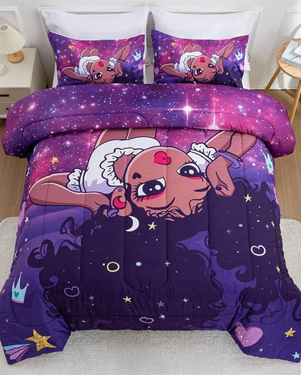 NTBED African American Black Girl Comforter Set Galaxy Afro Girl Microfiber Bedding Sets Twin Size - LeafyLoom