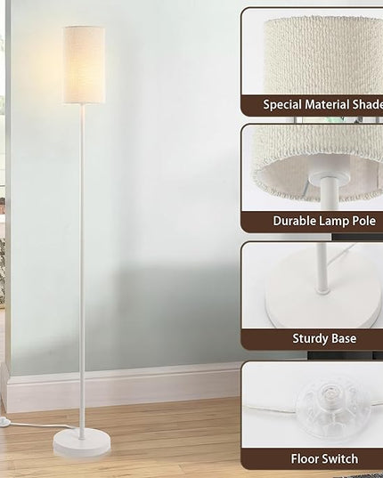 Floor Lamps for Living Room Modern Tall Lamp for Bedroom Office Corner (White, 65'') - LeafyLoom