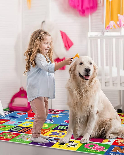 Baby Play Mat Kids Rug for Playroom, Playtime Collection ABC, Numbers, Animals, Rainbow and Shapes Educational Area Rugs for Kids Room Classroom, 59x 39.4 inch - LeafyLoom