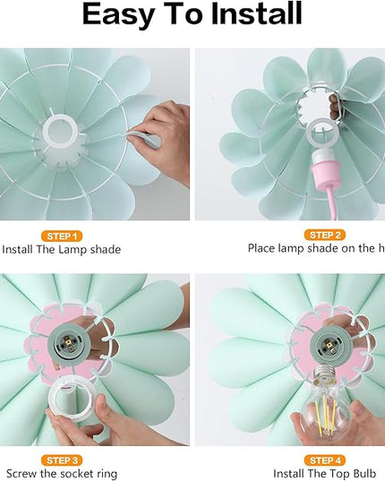 Table Lamp for Bedroom Nightstand Modern Touch Green Pink Lamp Dimmable Lamp for Living Room End Table with USB Port and Outlet - LeafyLoom