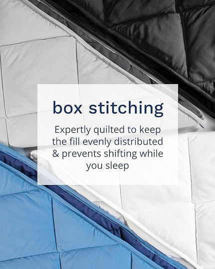 ViscoSoft Microfiber All Seasons Down Alternative Comforter - Cooling Breathable Premium Soft Reversible Microfiber Duvet Blanket, Light Blue/Dark Blue, Full - LeafyLoom