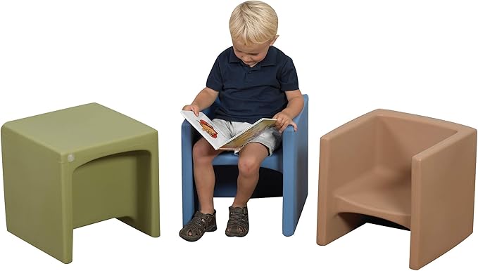 Children's Factory Cube Chair for Kids, Flexible Seating Classroom Furniture for Daycare/Playroom/Homeschool, Indoor/Outdoor Toddler Chair, Fern (CF910-014) - LeafyLoom