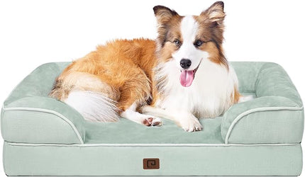 EHEYCIGA Orthopedic Large Dog Bed, Waterproof Memory Foam, Non-Slip Bottom, Sage Green, 41"L x 27"W x 6.5"Th EHEYCIGA