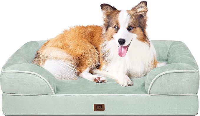 EHEYCIGA Orthopedic Large Dog Bed, Waterproof Memory Foam, Non-Slip Bottom, Sage Green, 41"L x 27"W x 6.5"Th EHEYCIGA