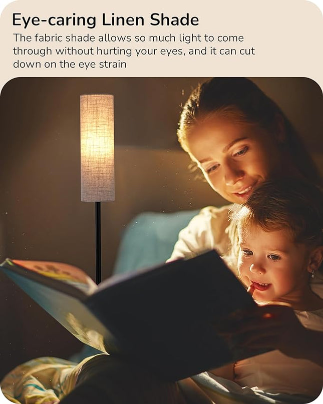 EDISHINE LED Corner Floor Lamp for Living Room, 65" Standing Tall Reading Lamp with Remote, Minimalist Dimmable Pole Lighting for Bedroom, Office, Kids Room, Bulb Included, 2700K-6000K (Black) - LeafyLoom