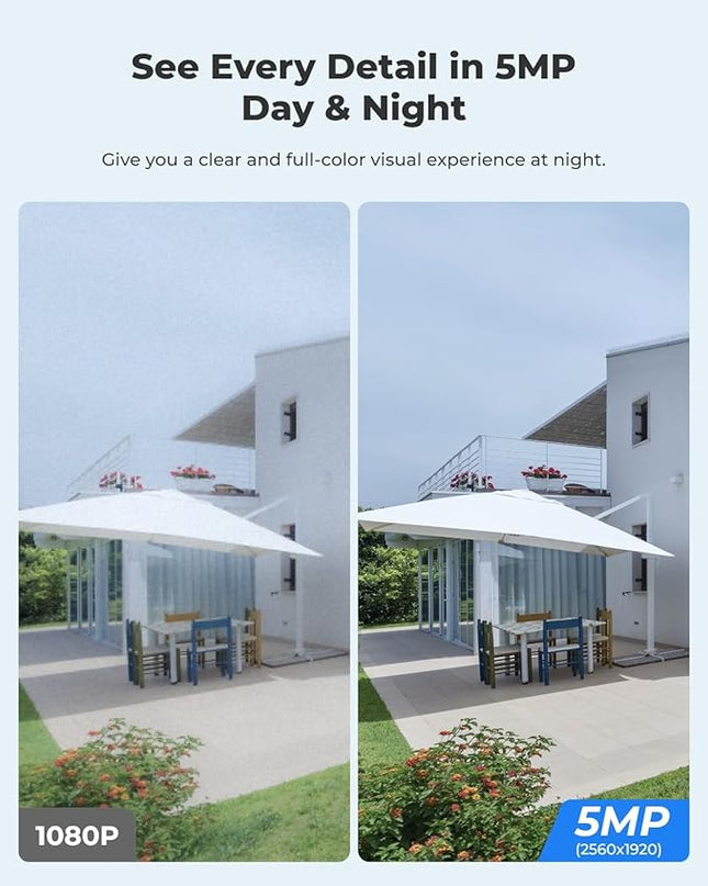 REOLINK Security Camera Wireless Outdoor, Pan Tilt Solar Powered, 5MP 2K+ Color Night Vision, 2.4/5GHz WiFi, Works with Smart Home for Surveillance, Home Hub Compatible, Argus PT + Solar Panel REOLINK