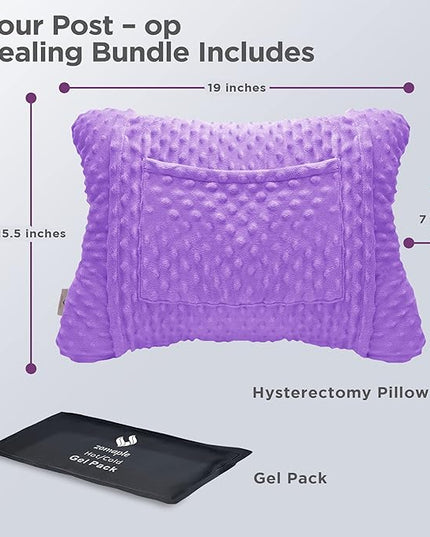 Zomaple Hysterectomy Pillow- Super Comfy Shock Absorbing Hysterectomy Recovery Pillow with 2 Pockets and Gel Pack- Tummy Pillow with Hands Placement Pouch - LeafyLoom