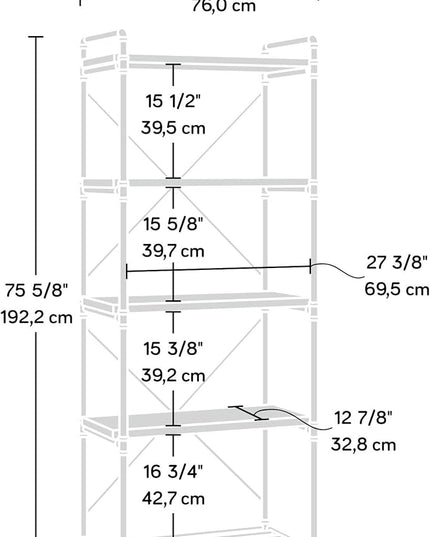 Sauder Iron City Tall Bookcase/book shelf, Checked Oak finish - LeafyLoom