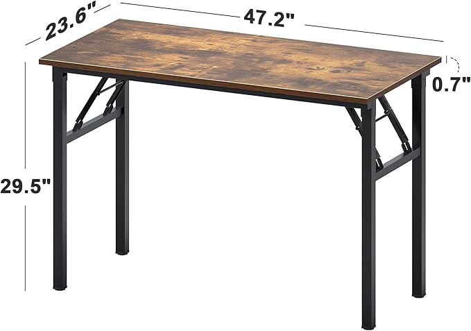 Need Office Computer Desk - 47.2L Sturdy and Heavy Duty Folding Laptop Table,Writing Table/Home Office Desk/Sewing Table,No Assembly Required,Rustic Brown AC5FB(120 * 60) - LeafyLoom