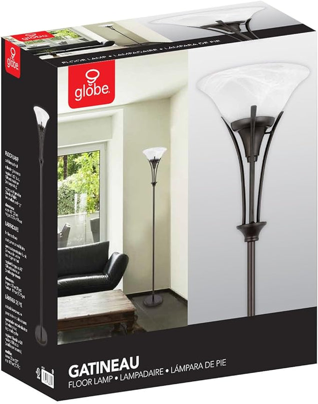 Globe Electric 63361 Gatineau 70" Floor Lamp, Dark Bronze Finish, Alabaster Glass Shade, 0 - LeafyLoom