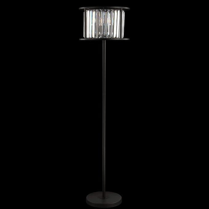 JONATHAN Y JYL9054A Bevin 63" Metal/Crystal LED Floor Lamp, Glam, Contemporary, Modern, Elegant, Office, Living Room, Family Room, Dining Room, Bedroom, Hallway, Foyer, Oil Rubbed Bronze/Crystal - LeafyLoom