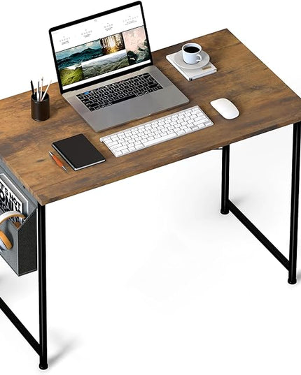 HealSmart Writing Study Worktable for Bedroom Small Desk, Modern Simple Style PC Table with Storage Bag, 47 Inch, Brown-New Version - LeafyLoom