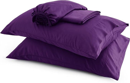 Bedsure Queen Sheets, Rayon Derived from Bamboo, Queen Cooling Sheet Set, Deep Pocket Up to 16", Breathable & Soft Bed Sheets, Hotel Luxury Silky Bedding Sheets & Pillowcases, Plum - LeafyLoom