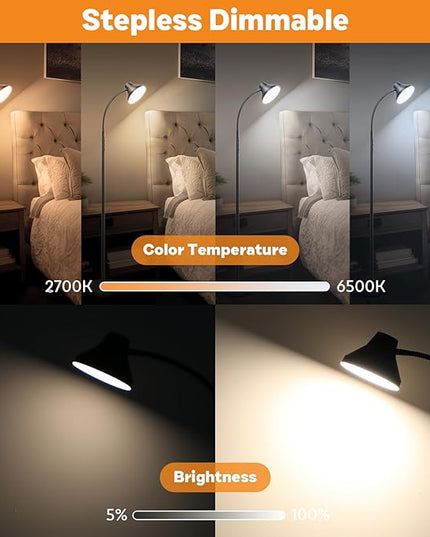 Bright Floor Lamp Dimmable Arc, Modern Floor Lamp for Living Room,Remote & Touch Control,Adjustable Gooseneck,15 W LED Bulb Included - LeafyLoom