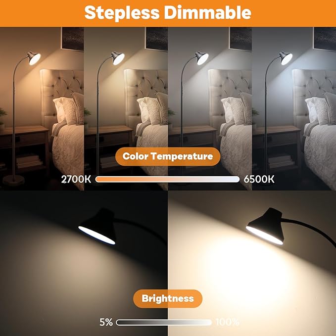 Bright Floor Lamp Dimmable Arc, Modern Floor Lamp for Living Room,Remote & Touch Control,Adjustable Gooseneck,15 W LED Bulb Included - LeafyLoom
