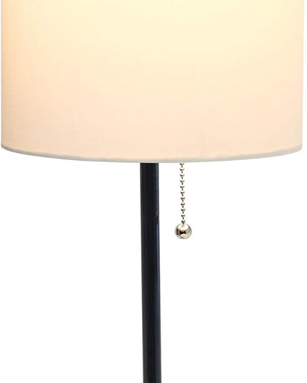 Simple Designs LT1144-BAW Sleek and Slender Black Table Lamp with Charging Outlet, for Bedroom, Living Room, Entryway, Office, Dining Room, Study, White Shade - LeafyLoom